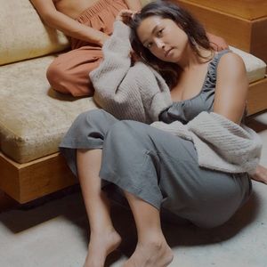 Ozma Crop Wide Leg Silk Noil in Pine